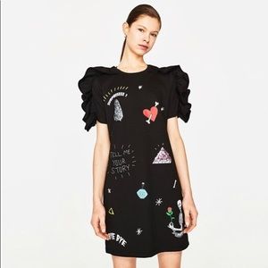 Unique Zara Frill Ruffle Patch dress size medium